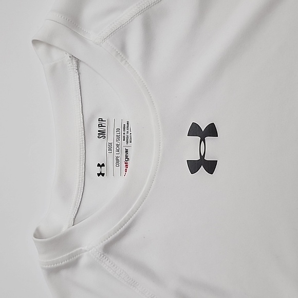 ⭐️3/ $30⭐️ Under Armour Men's Loose Heatgear White T-Shirt Short Sleeves Size S - Picture 3 of 9